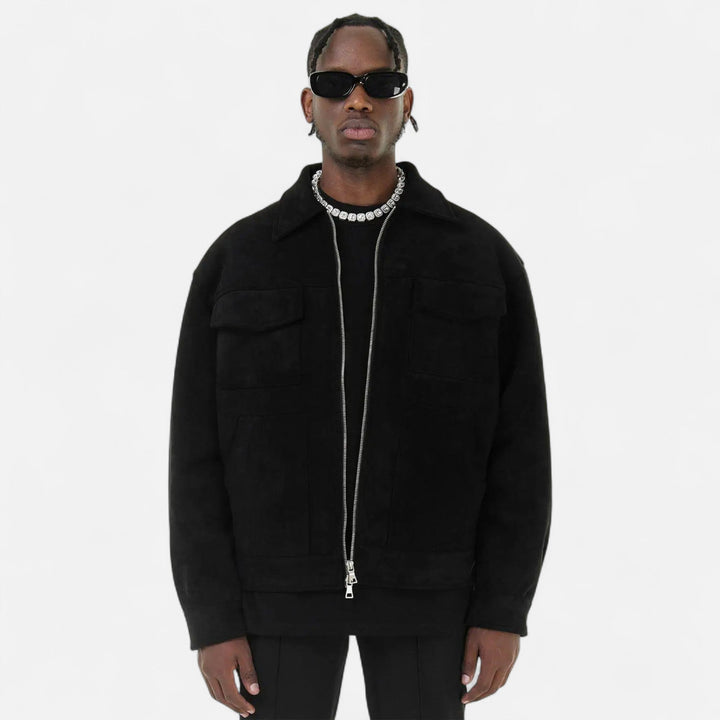 Men’s Refined Street-Inspired Loose-Fit Suede Jacket