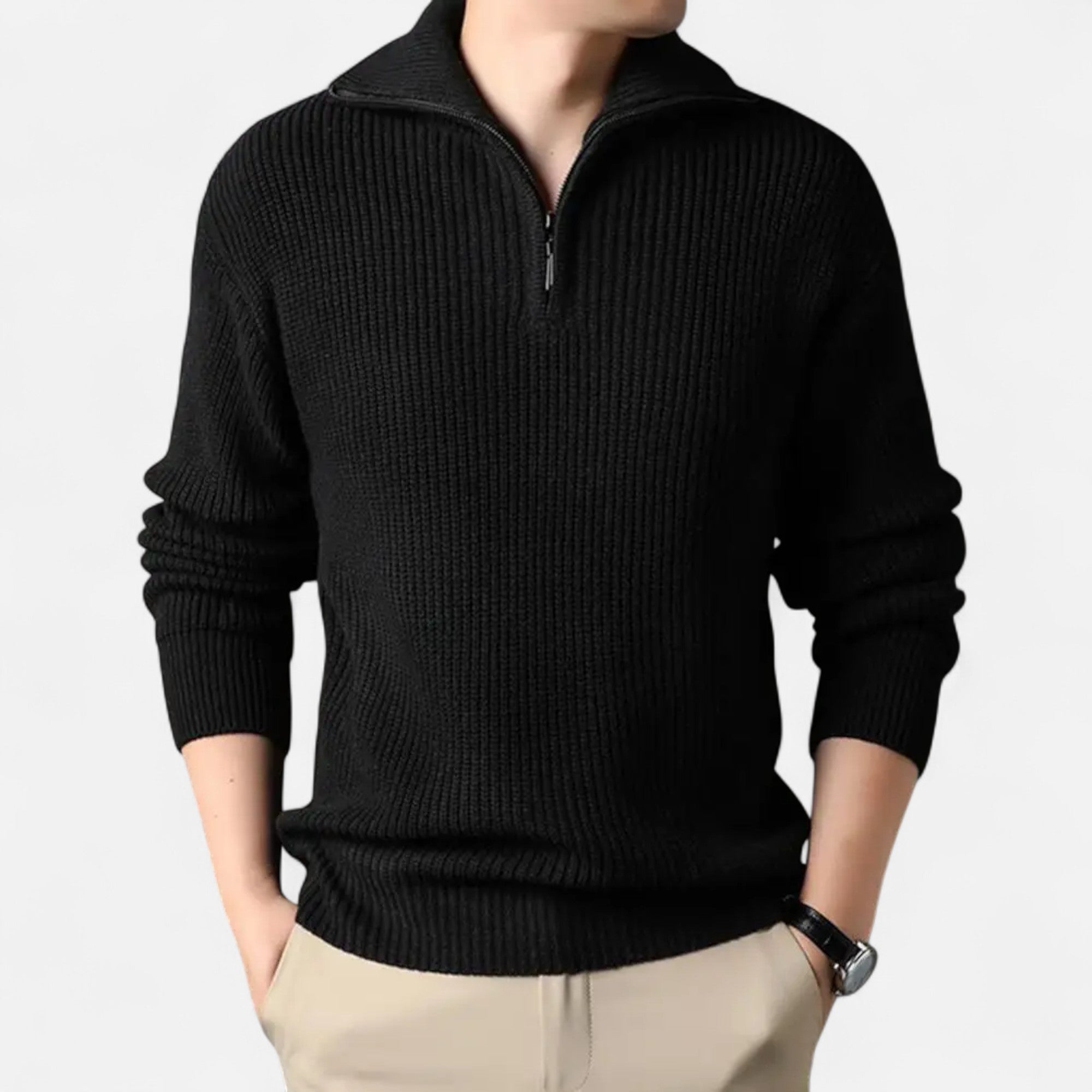 Men's Wool-Blend Half-Zip Sweater