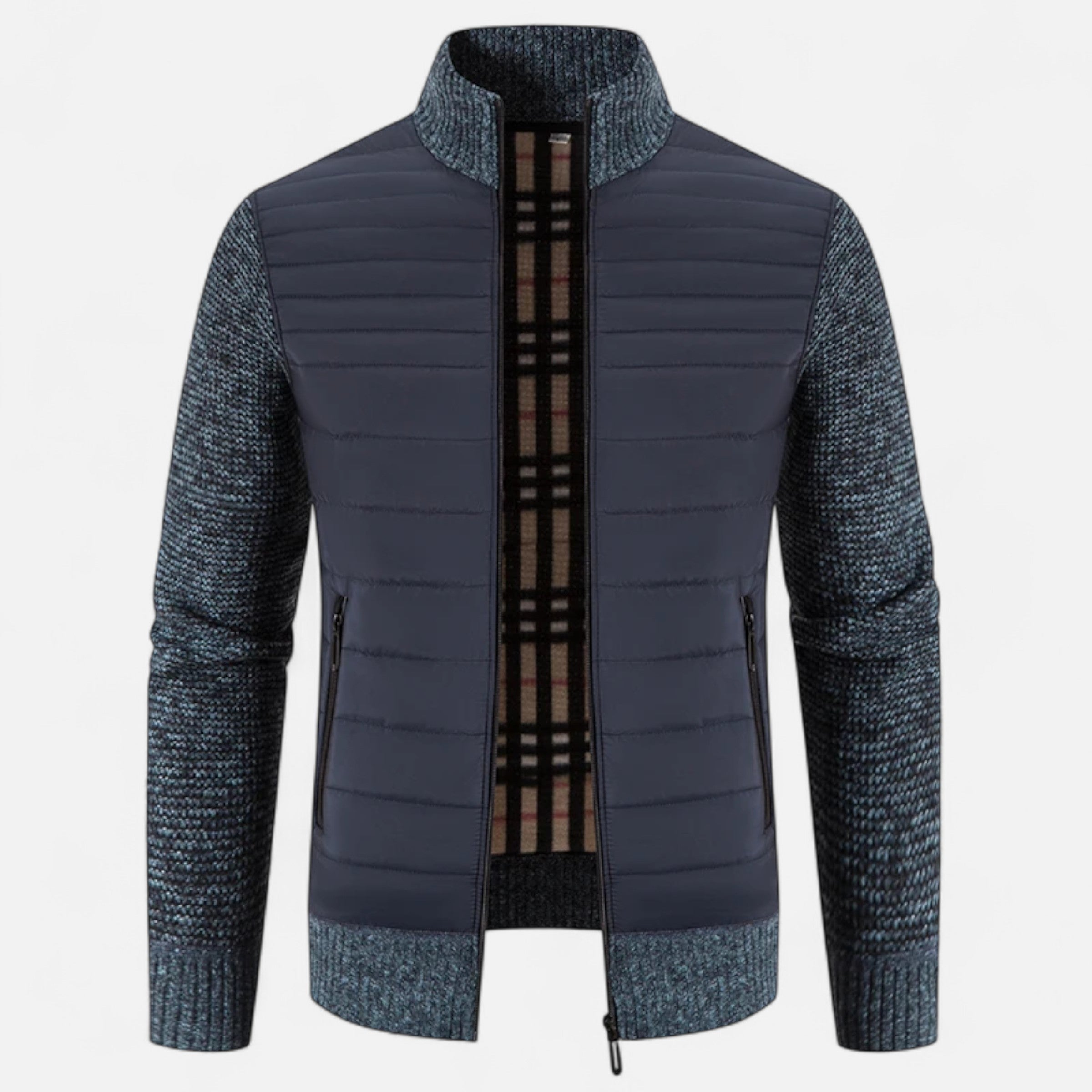 Men's Fleece Patchwork Stand-Collar Jacket