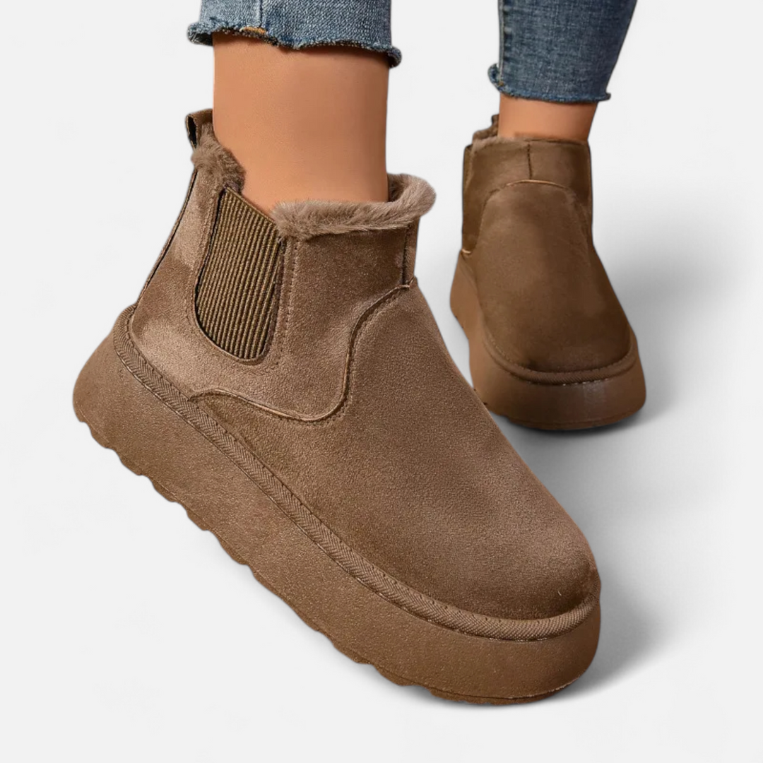 Women’s Timeless Slip-On Warm Plush Platform Ankle Chelsea Boots