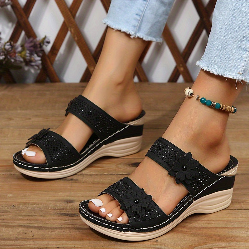 Sandali Comfort con Zeppa e Fascia Scivolata