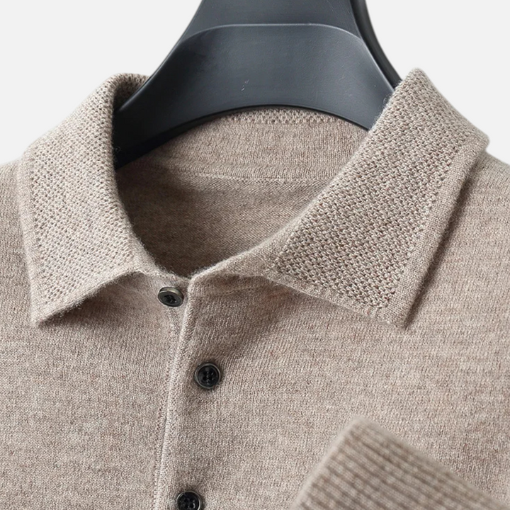 Smart Casual Warm Button Polo Sweater for Men