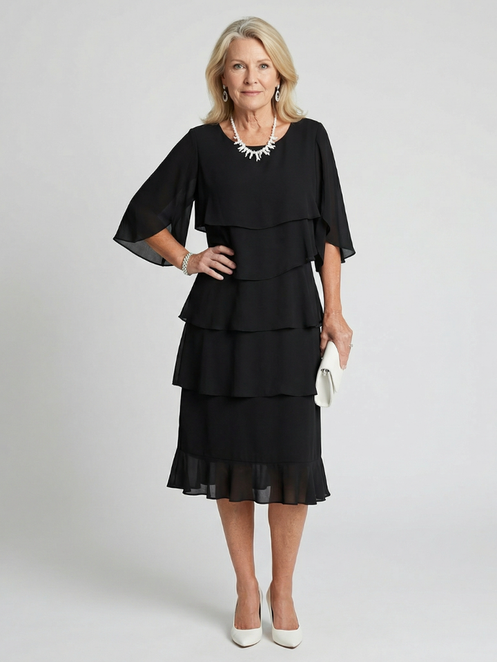 Tiered Flutter Sleeve Midi Dress