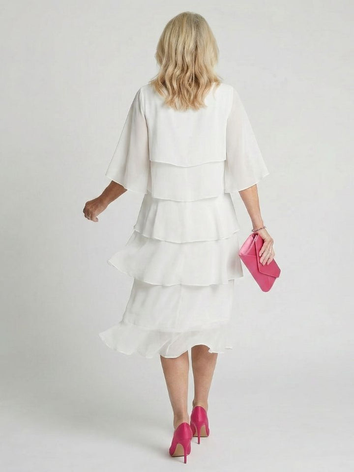 Tiered Flutter Sleeve Midi Dress