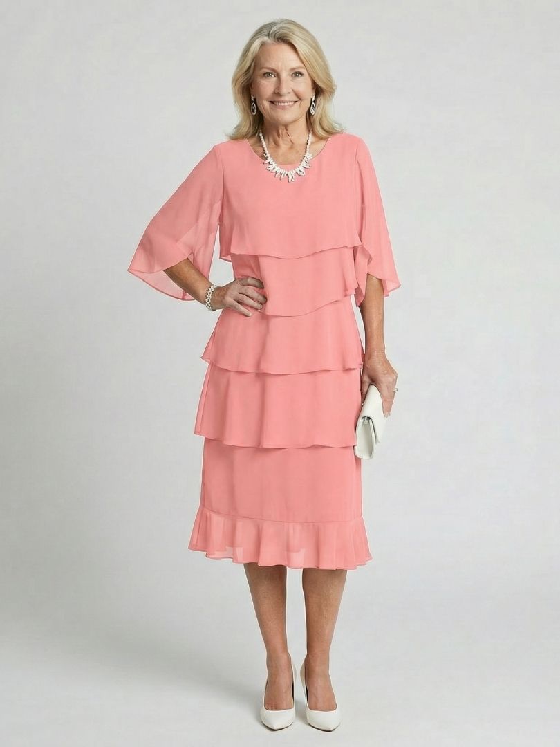 Tiered Flutter Sleeve Midi Dress