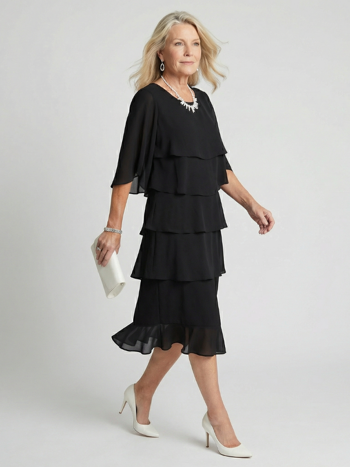 Tiered Flutter Sleeve Midi Dress