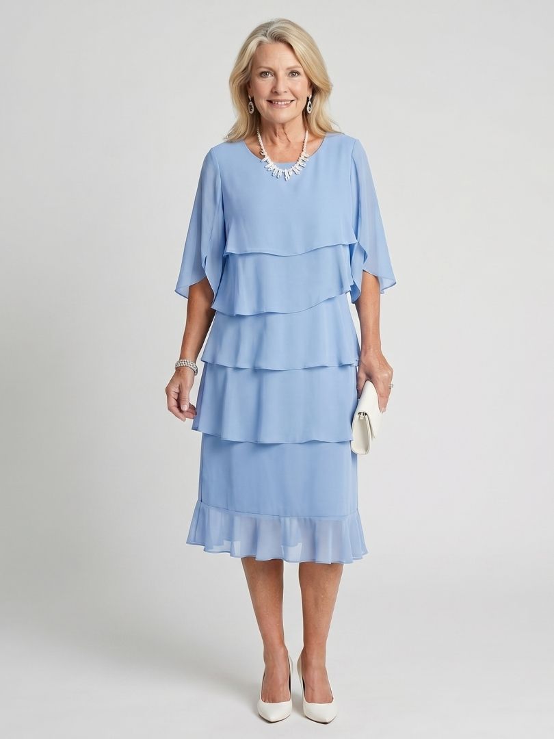 Tiered Flutter Sleeve Midi Dress
