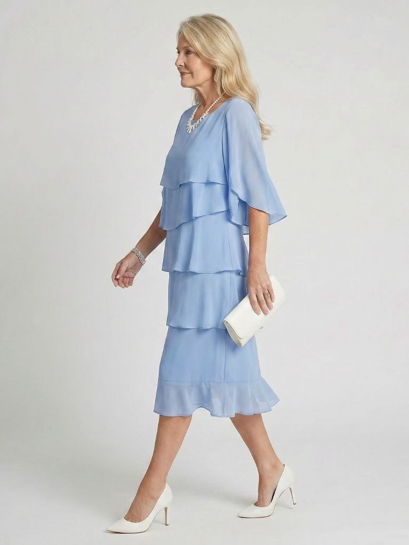 Tiered Flutter Sleeve Midi Dress