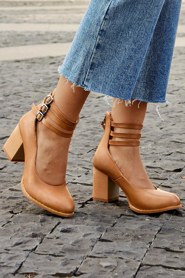 Ankle Strap Block Heel Sandals