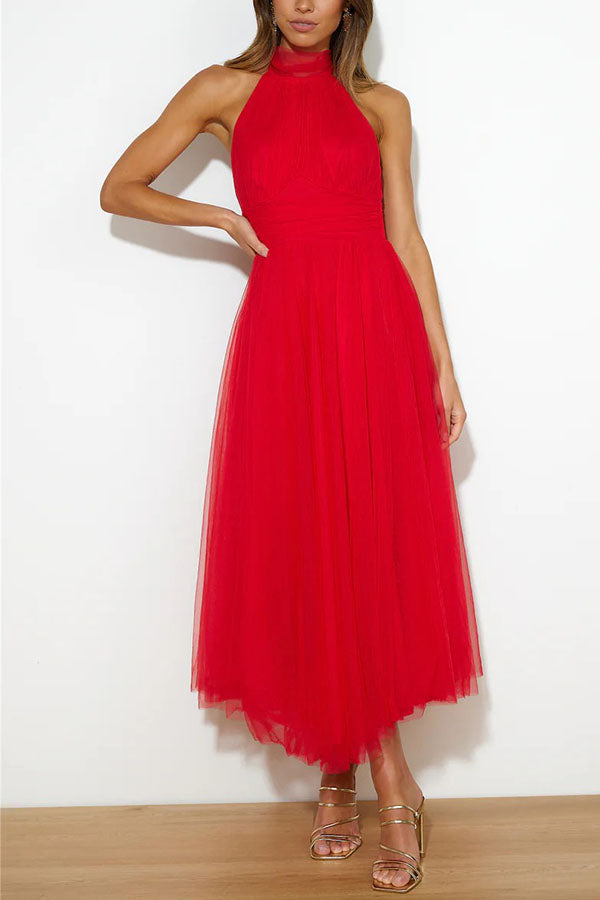 Abito Maxi in Tulle per Occasioni con Strati Romantici