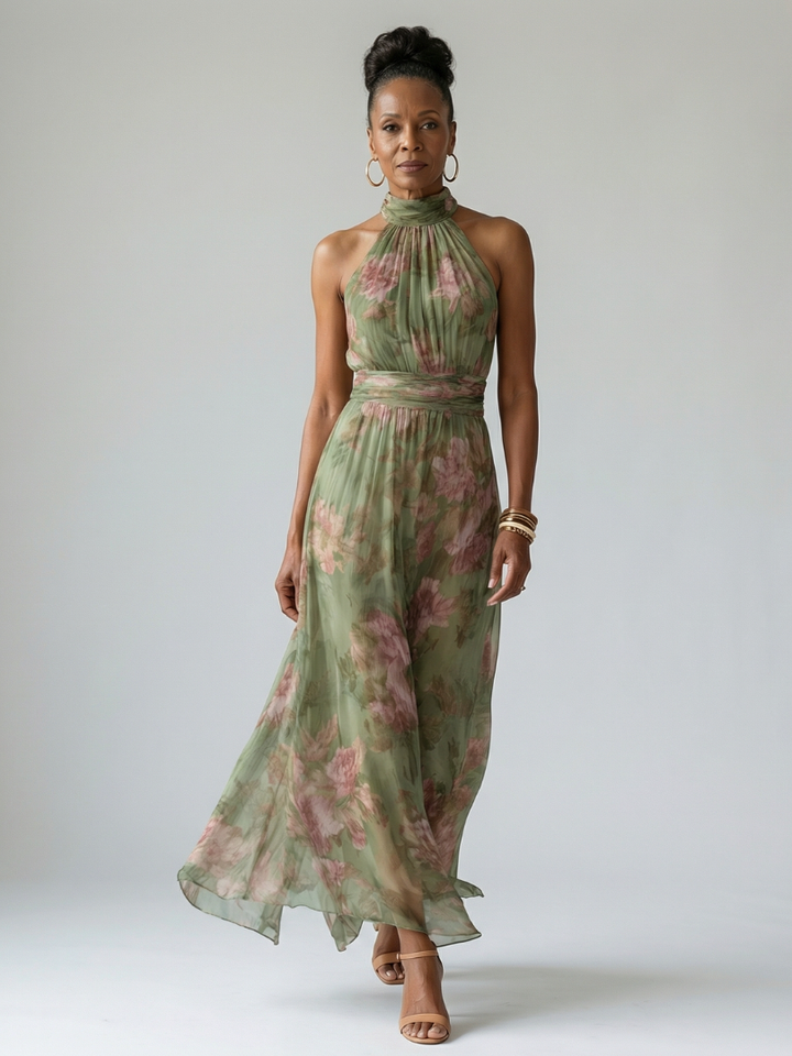 Floral Halter Midi Dress