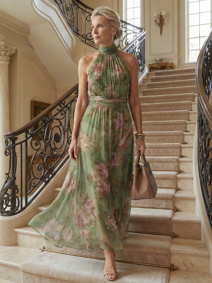 Floral Halter Midi Dress