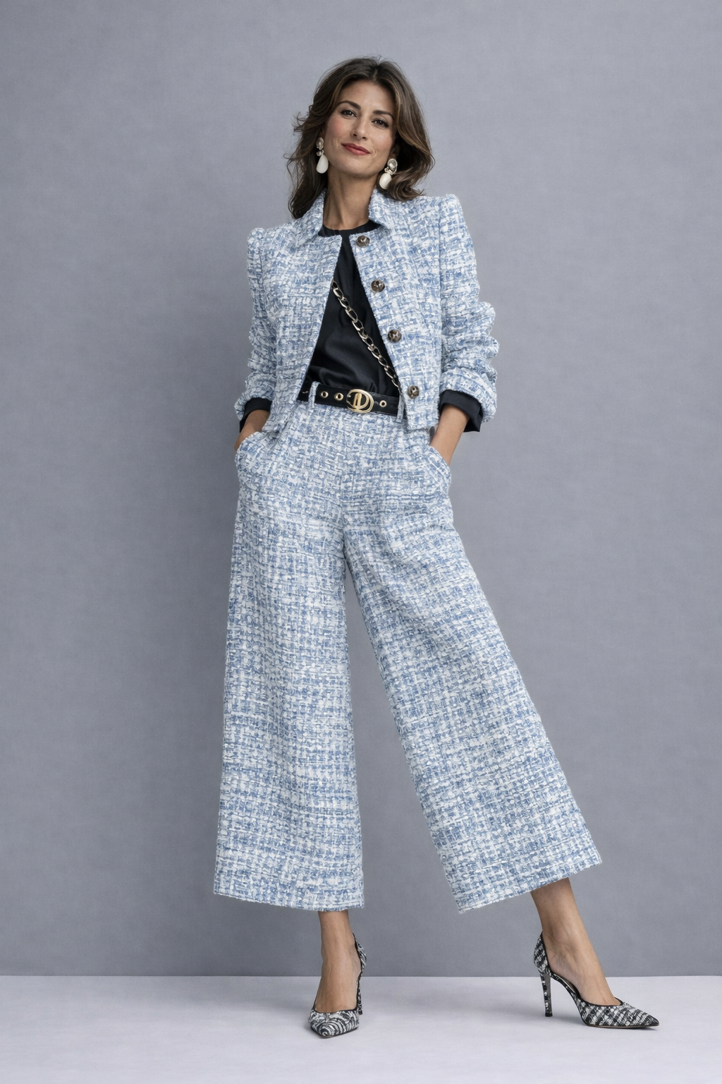 Conjunto sofisticado de dos piezas de tweed