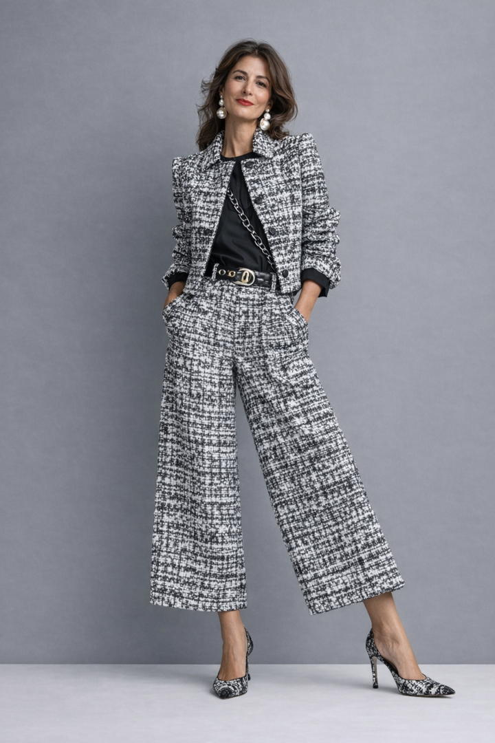 Conjunto sofisticado de dos piezas de tweed