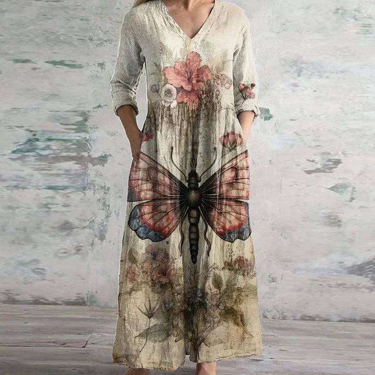 Vestido largo maxi floral retro