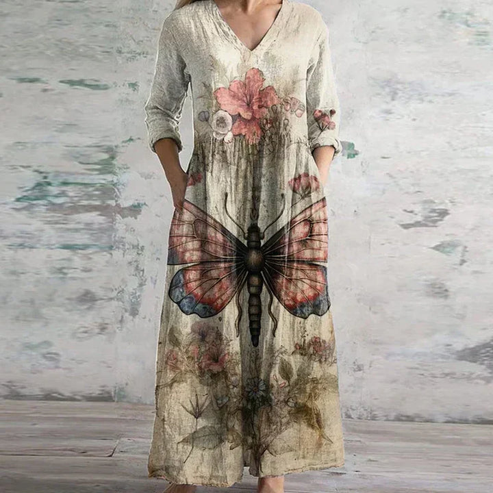 Vestido largo maxi floral retro