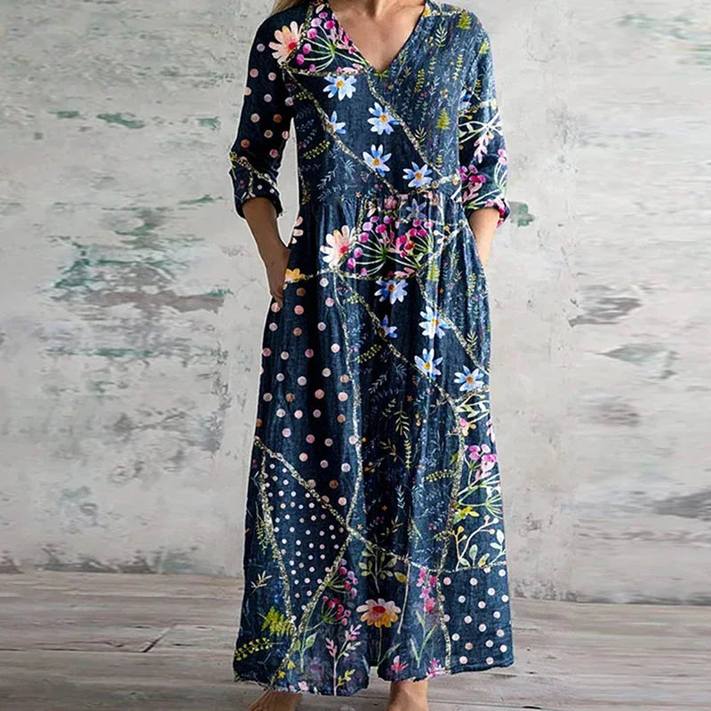 Vestido largo maxi floral retro