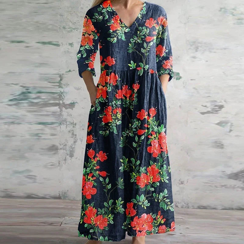 Vestido largo maxi floral retro