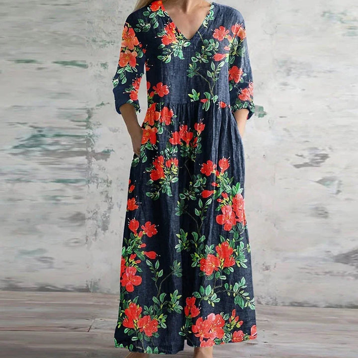 Vestido largo maxi floral retro