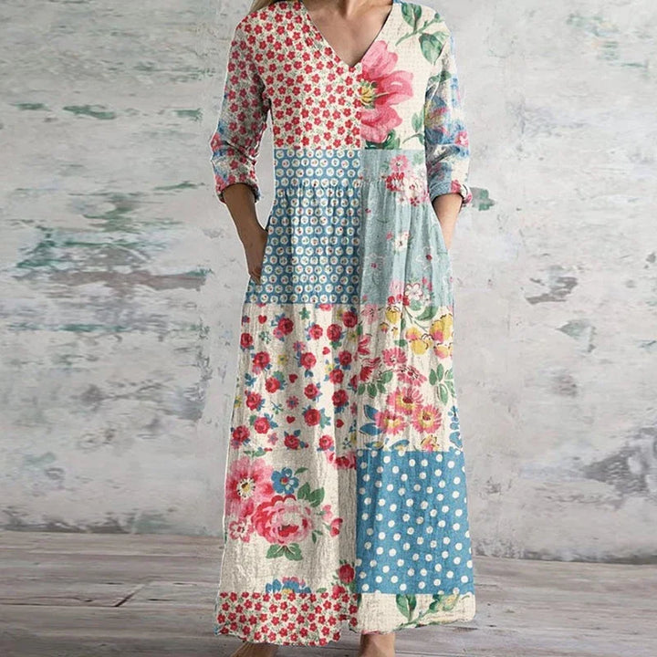 Vestido largo maxi floral retro
