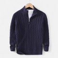 Men's Thick Knit Turtleneck Zip Sweater