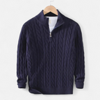 Men's Thick Knit Turtleneck Zip Sweater
