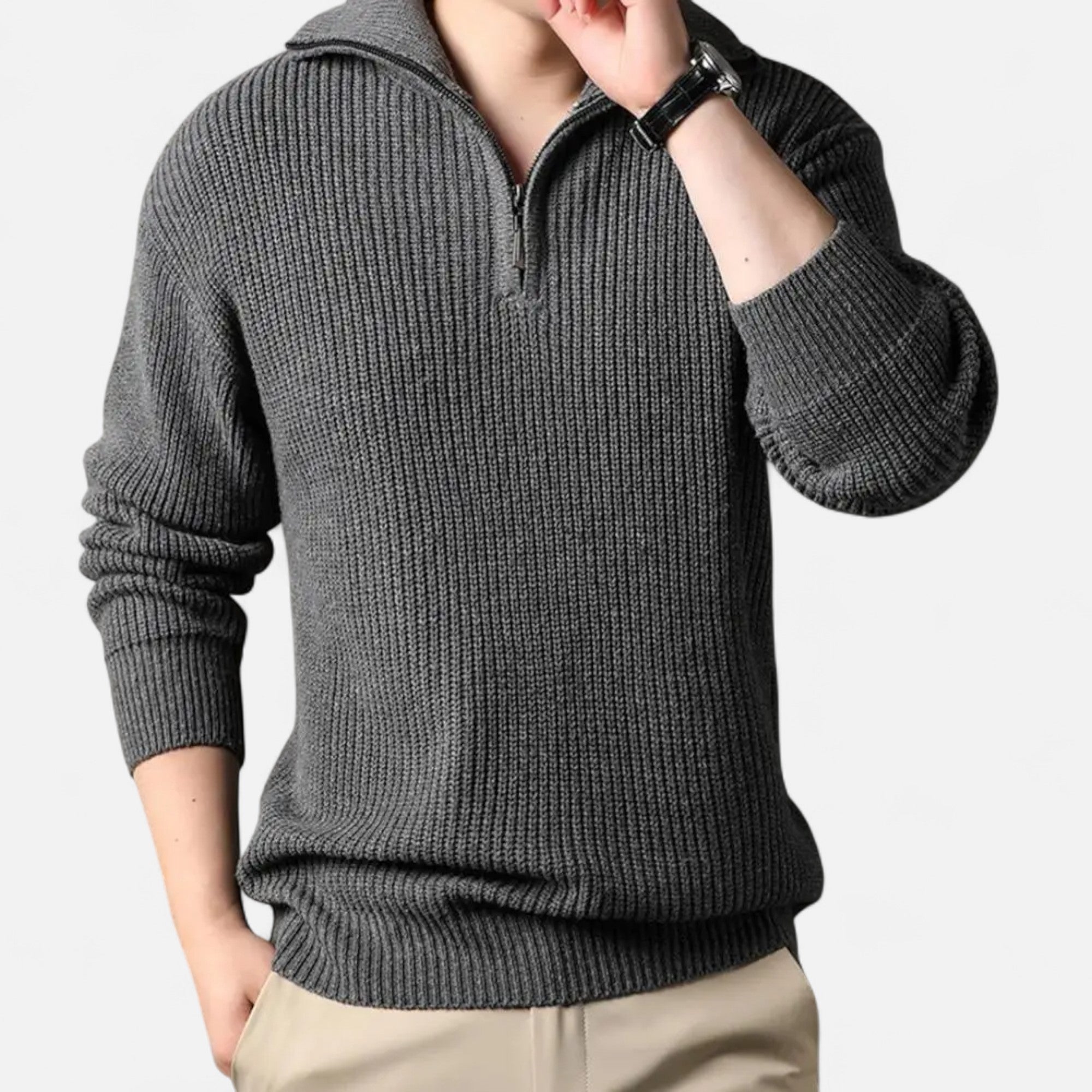 Men's Wool-Blend Half-Zip Sweater