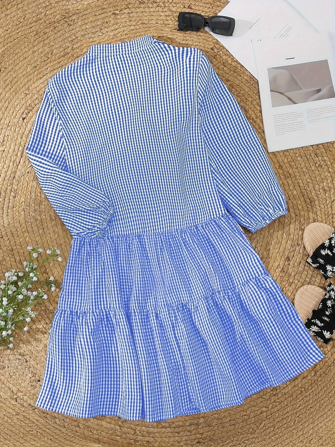 Women's Casual Gingham-Style Long Striped Summer Dress - Ideal for Outdoor Sunny Occasion