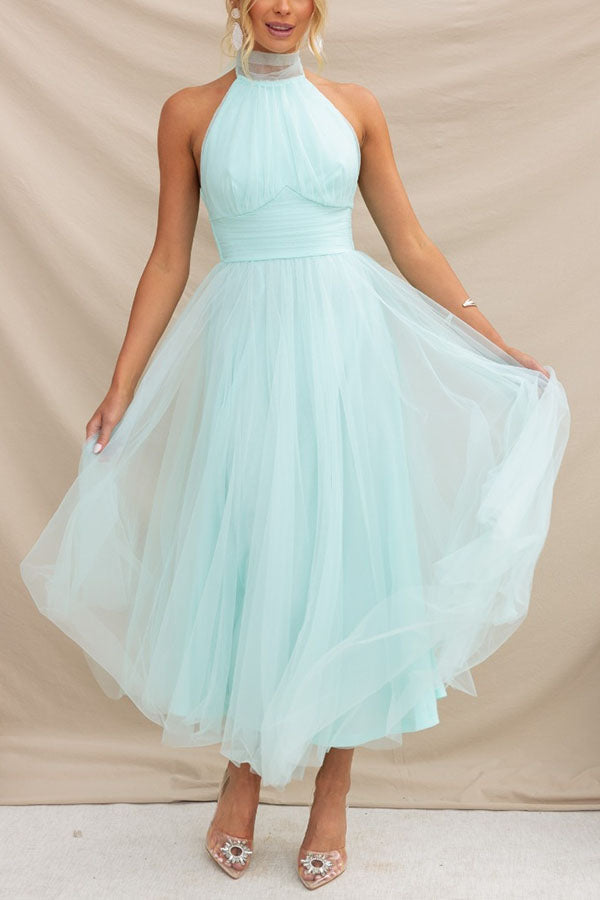 Abito Maxi in Tulle per Occasioni con Strati Romantici