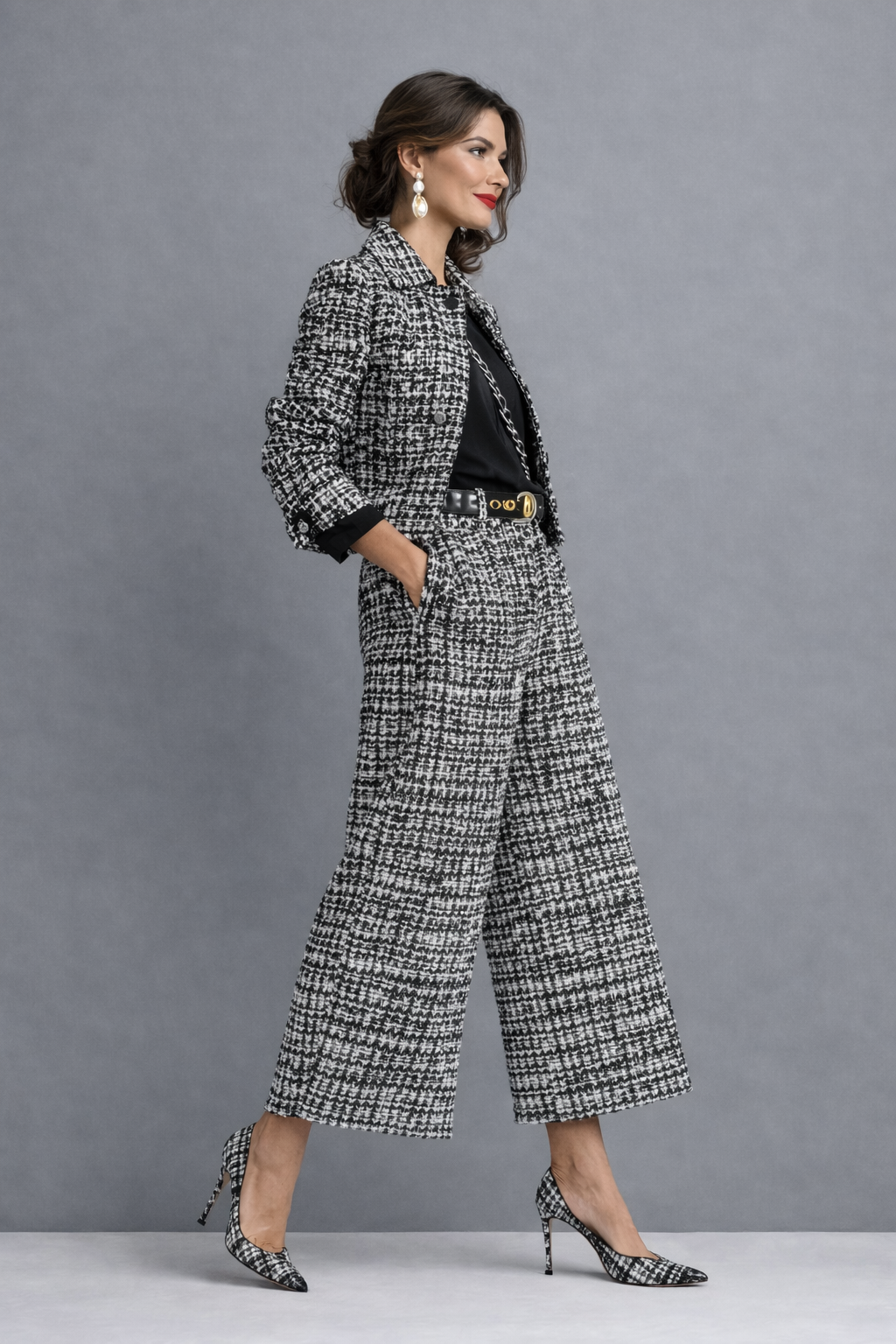 Conjunto sofisticado de dos piezas de tweed