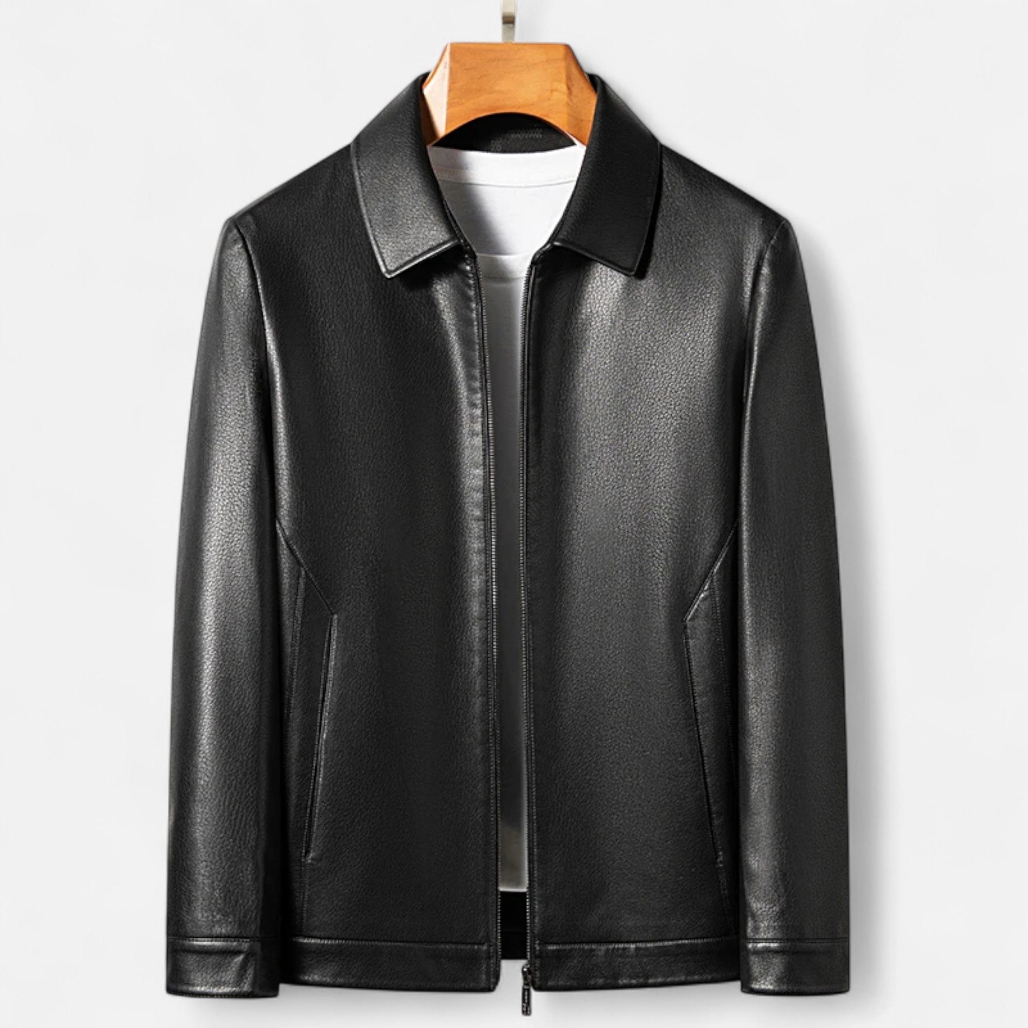 Men's PU Leather Stand Collar Jacket