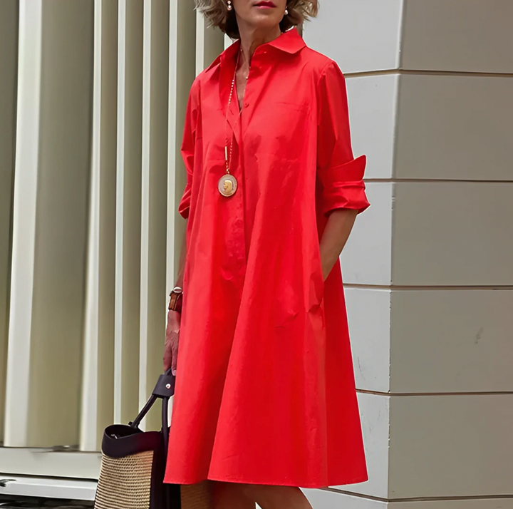 Vestido Camisa Fluido de Botones con Elegancia Clásica para Mujer