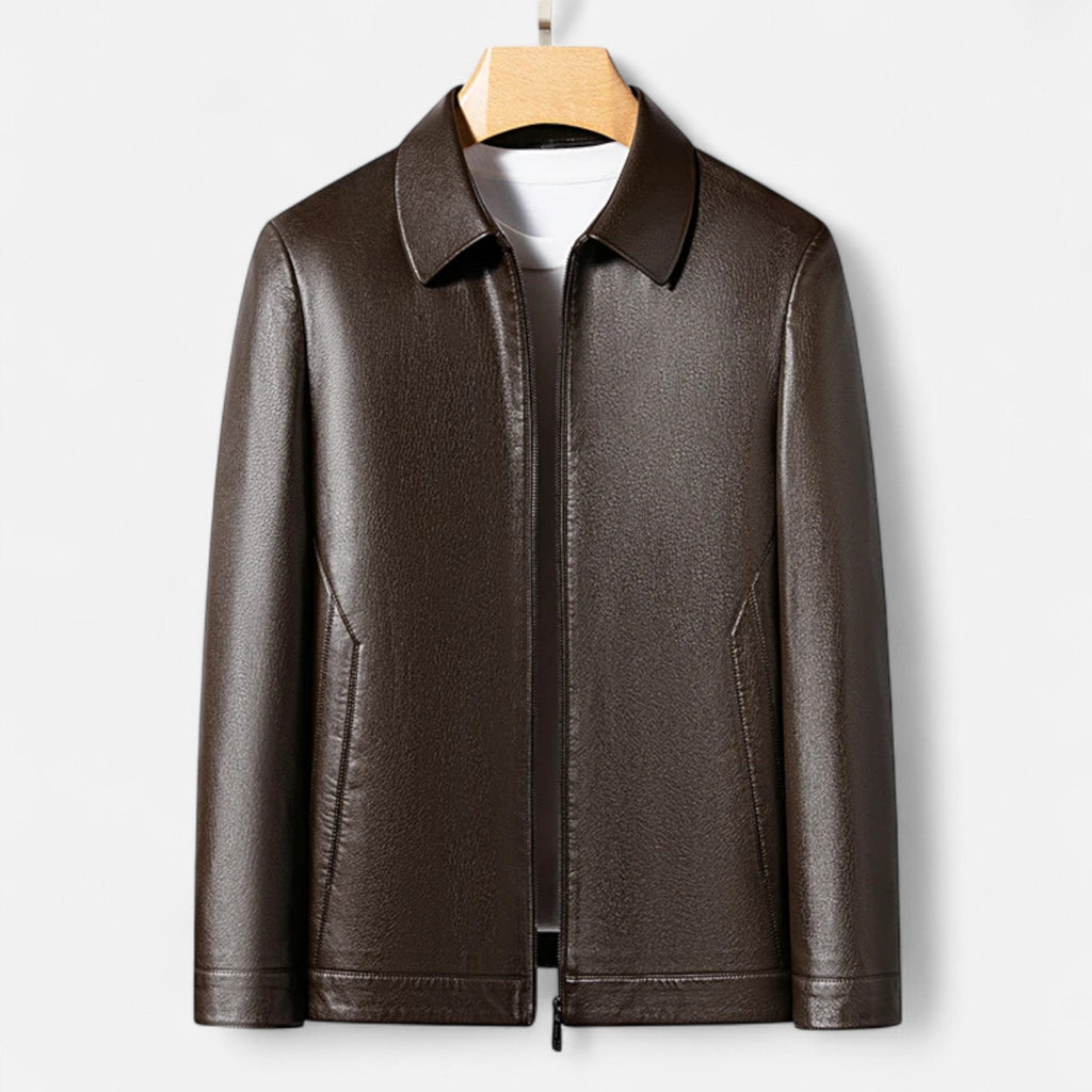 Men's PU Leather Stand Collar Jacket