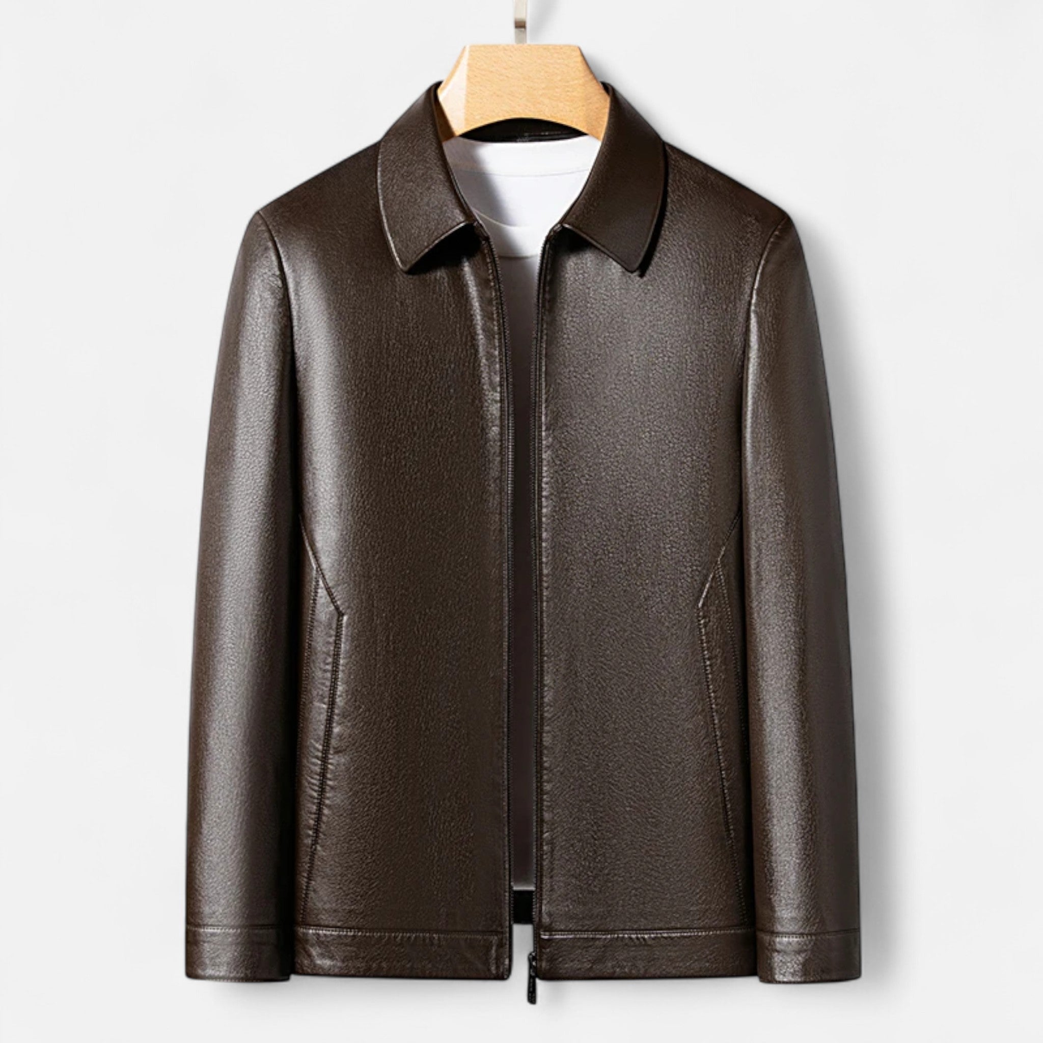 Men's PU Leather Stand Collar Jacket