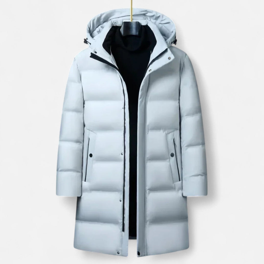 Męska Elegancka Ciepła Parka z Kapturem i Ociepleniem z Puchu