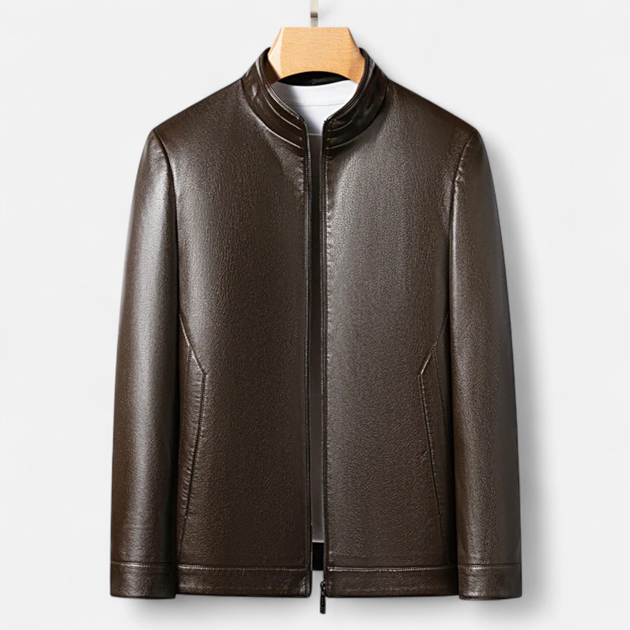 Men's PU Leather Stand Collar Jacket