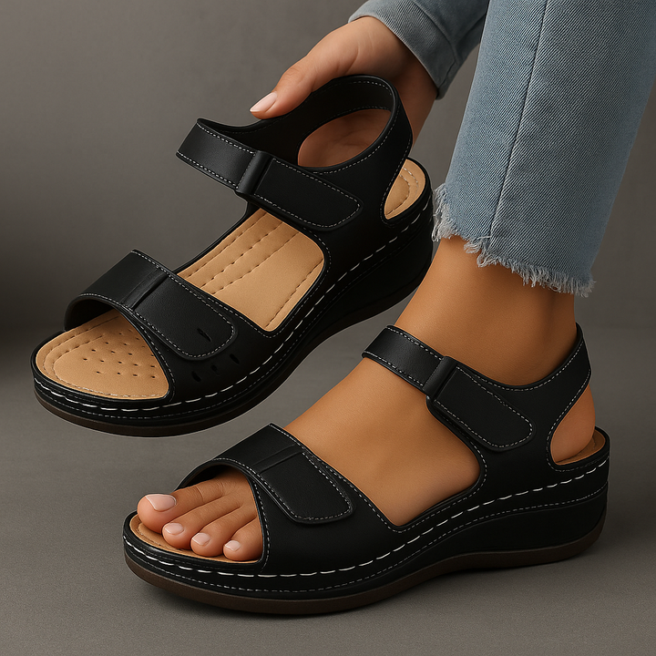 Sandalias ortopédicas con cuña elevada