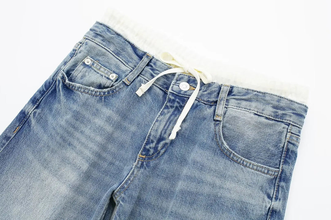 Women's Retro Practical Sleek Mid Waist Straight Leg Jeans
