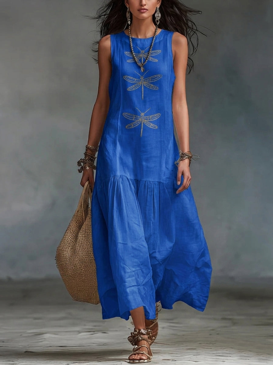 Sleeveless Cotton Linen Maxi Dress