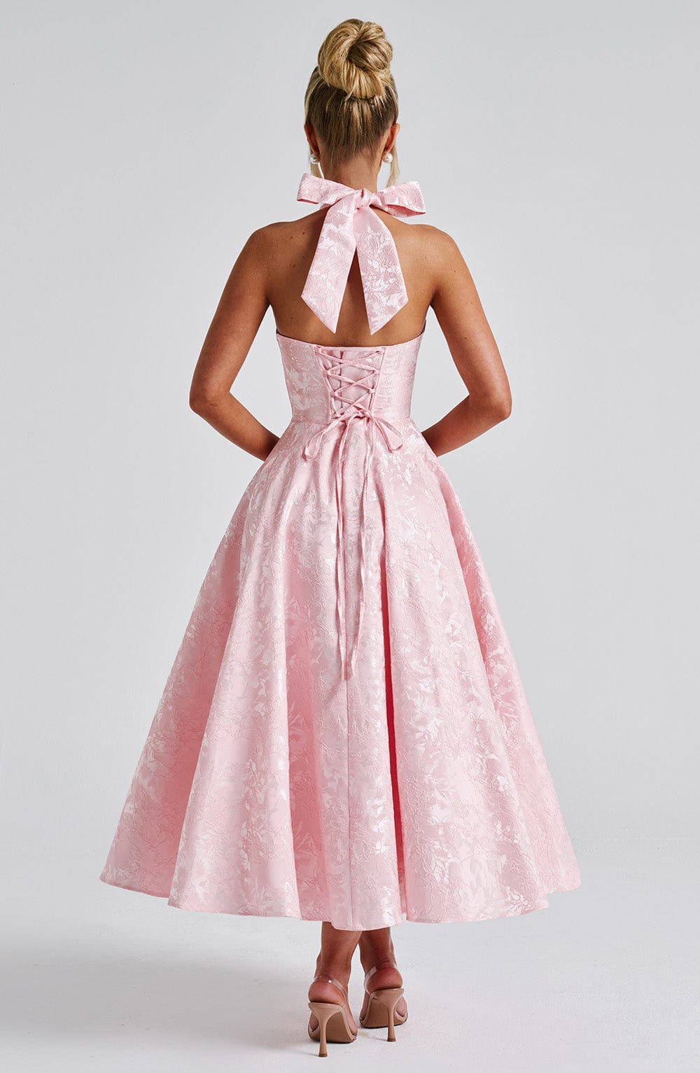 Trendy Stylish-fit Halter Midi Wedding Guest Dress for Women