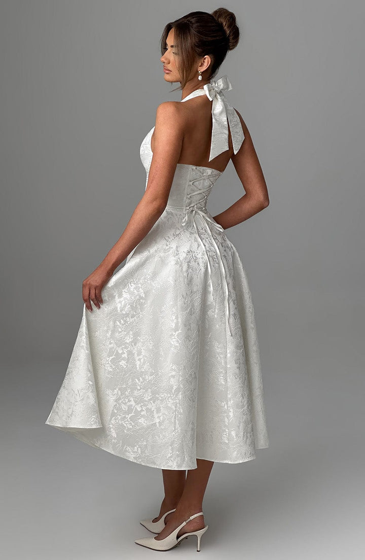 Trendy Stylish-fit Halter Midi Wedding Guest Dress for Women