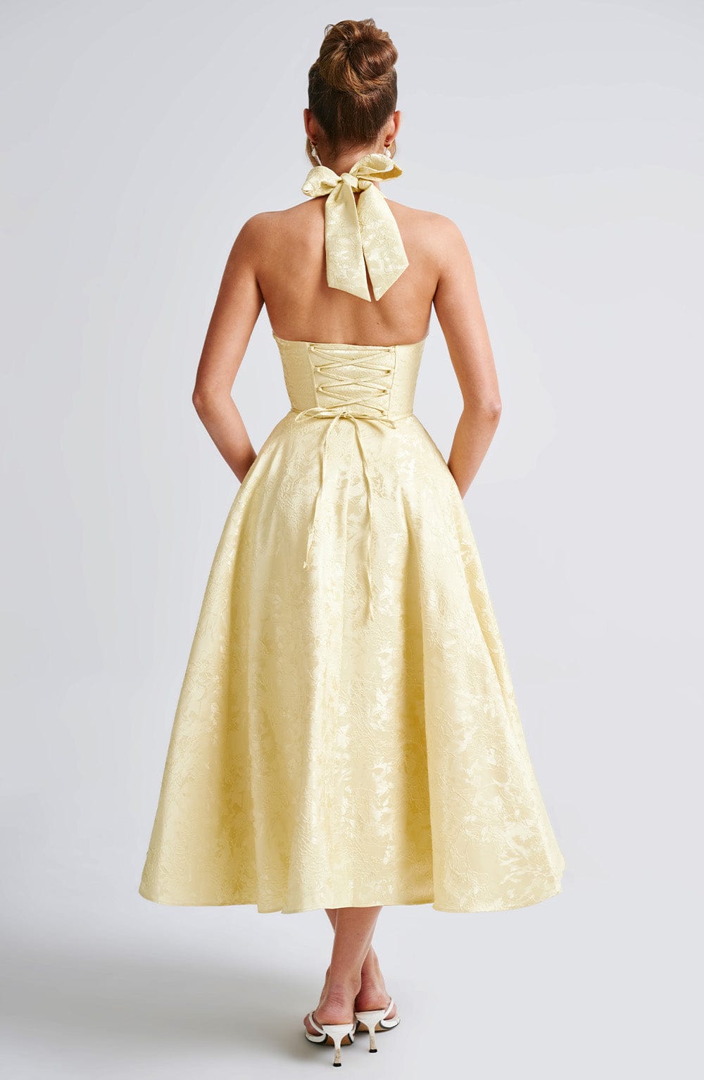 Trendy Stylish-fit Halter Midi Wedding Guest Dress for Women