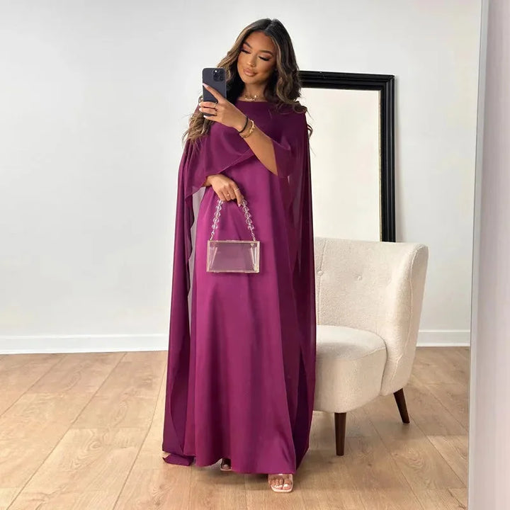 Women's Formal Stand-Out Captivating Cape Maxi Wedding Guest Dress
