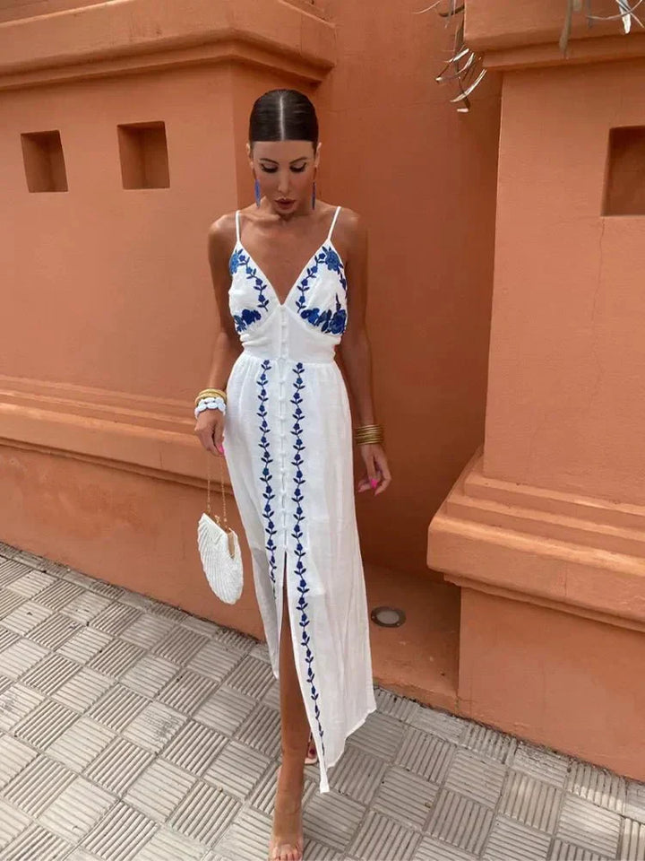 Romantic Wedding Guest Maxi Dress with Elegant Drape