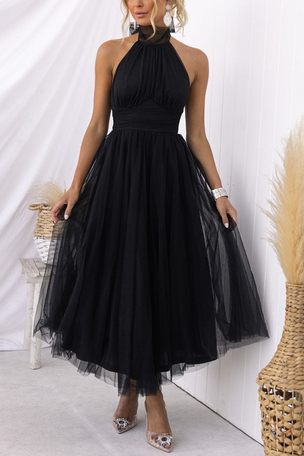 Abito Maxi in Tulle per Occasioni con Strati Romantici