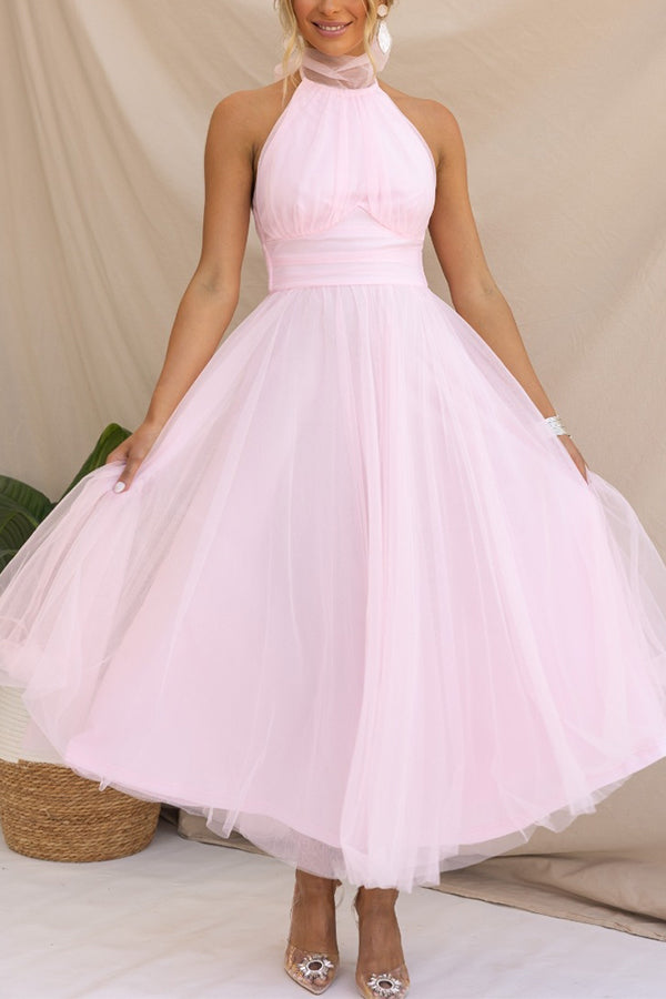 Abito Maxi in Tulle per Occasioni con Strati Romantici