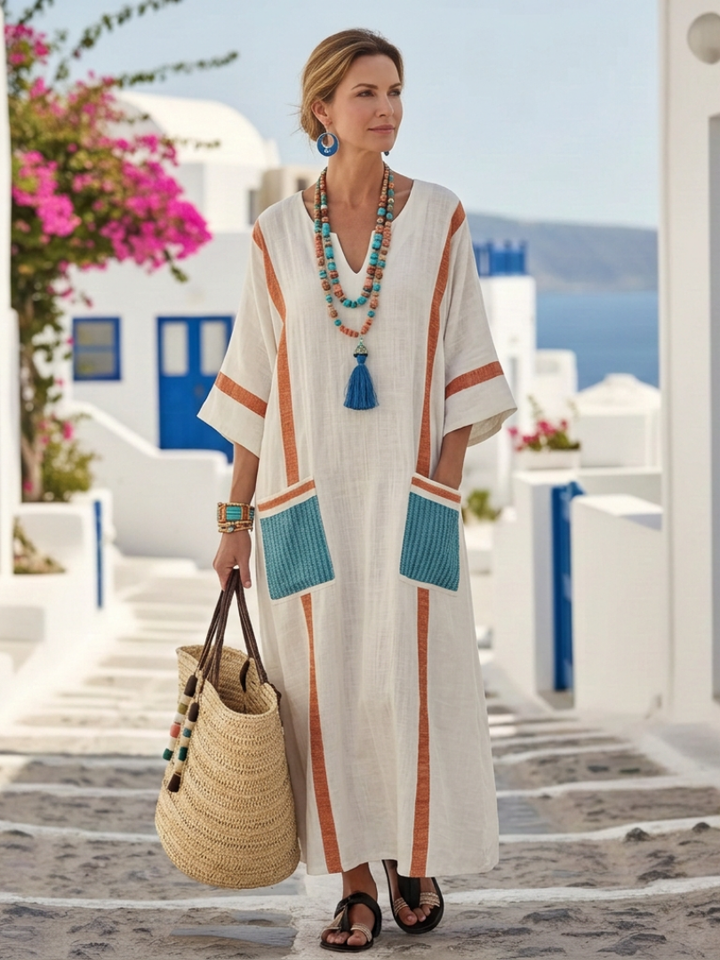 V-Neck Pocket Maxi Dress