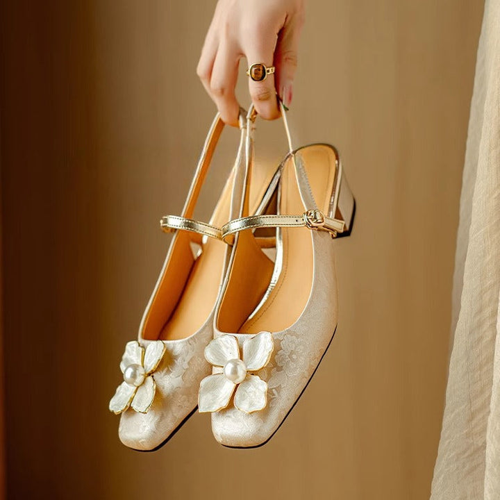 Floral Slingback Heel Pumps