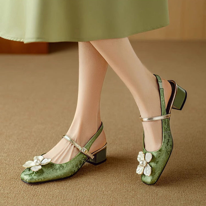 Floral Slingback Heel Pumps