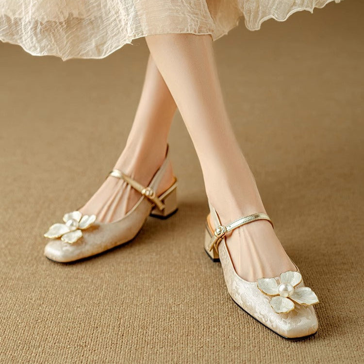 Floral Slingback Heel Pumps